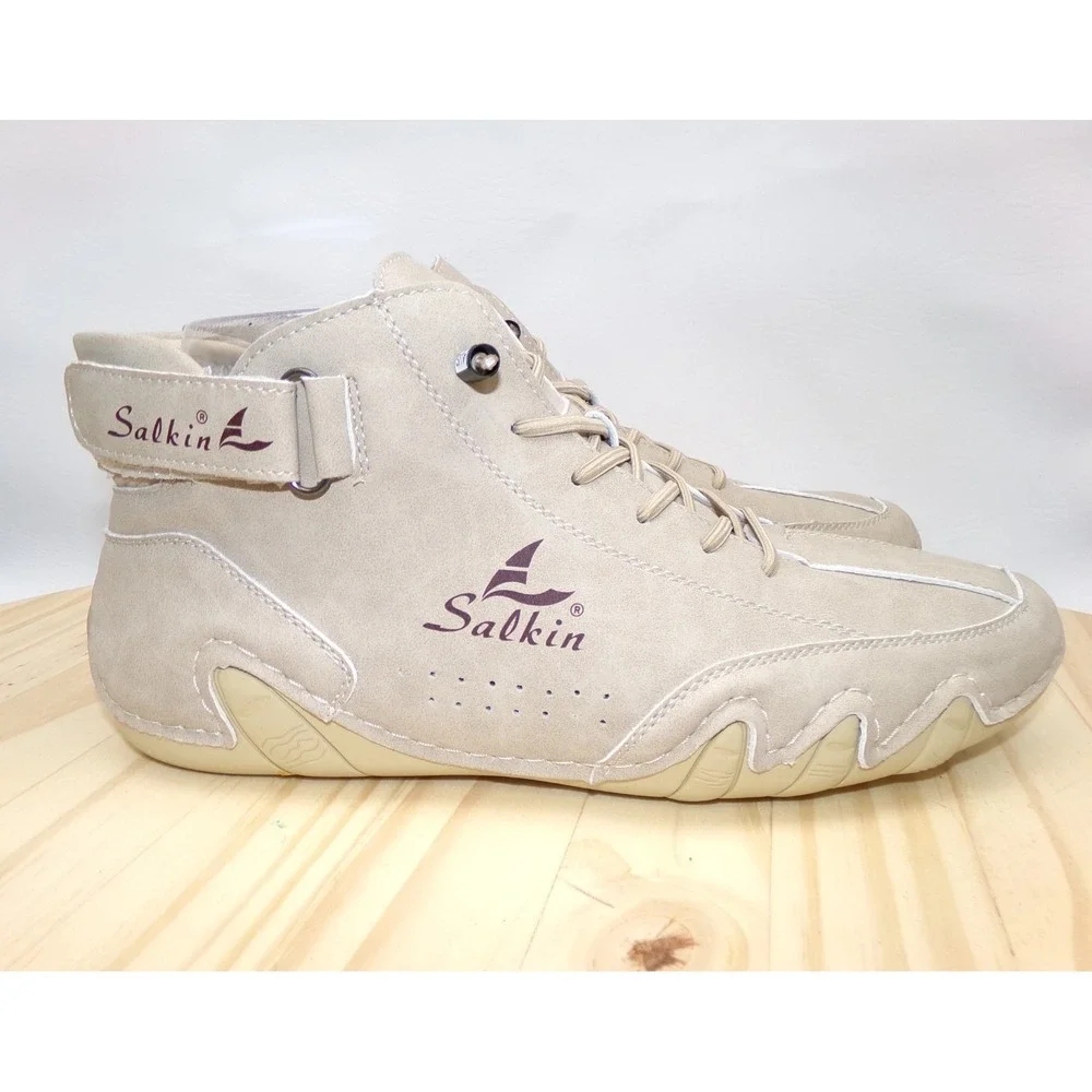 Salkin Minimalist Barefoot‎ Boots Mens Beige Size 40 Ankle Height Leather Adj.